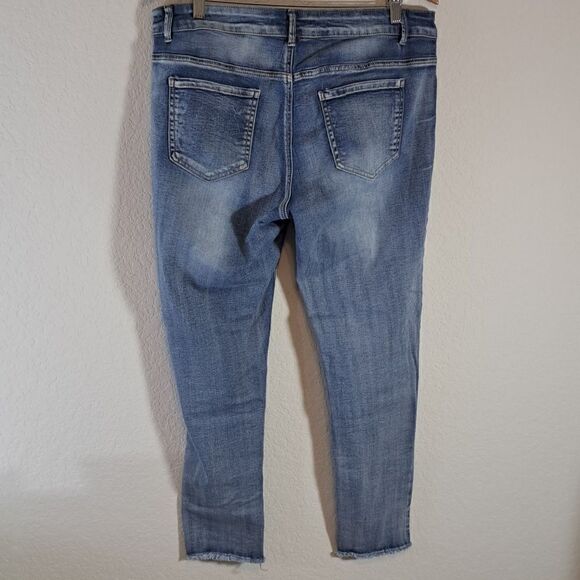 Jeans Blue Savvy Women’s JSkinny Distressed Light Wash Stretch Mid Rise Size 14 - Picture 6 of 13